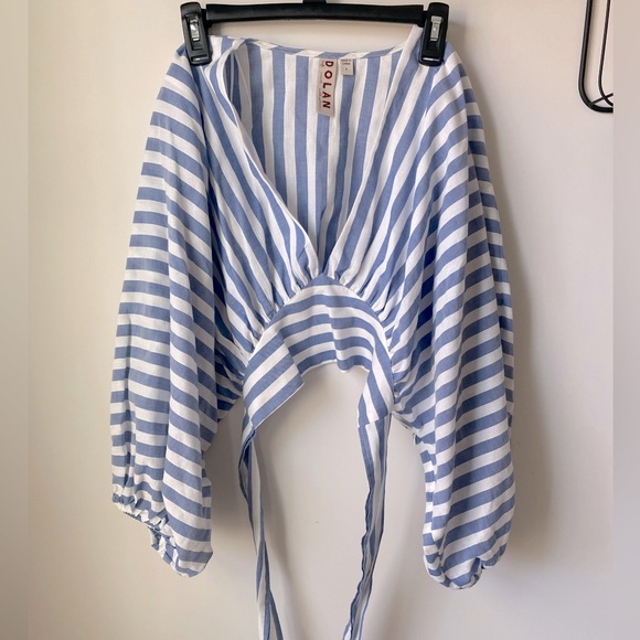 🔥Dolan by Anthropologie beautiful striped blue white top size S - Picture 9 of 11